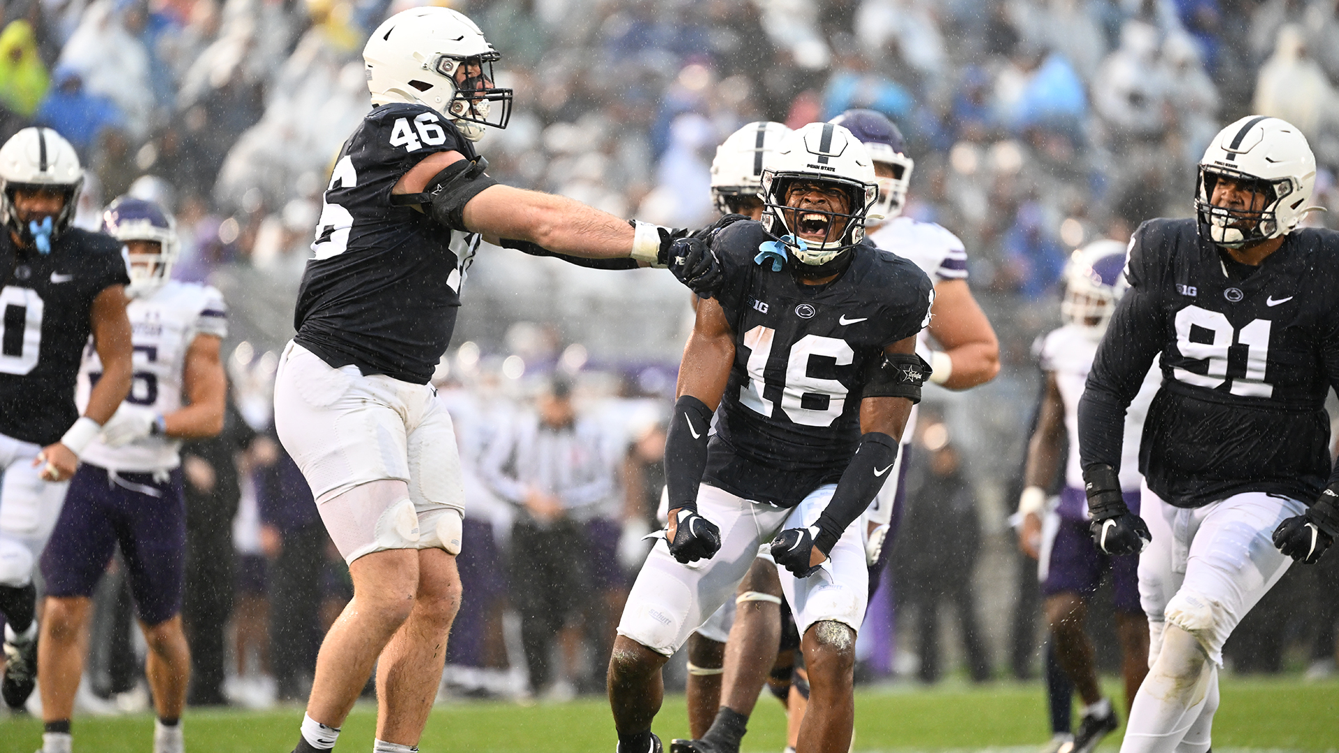 Penn State celebrates during a win over North Western