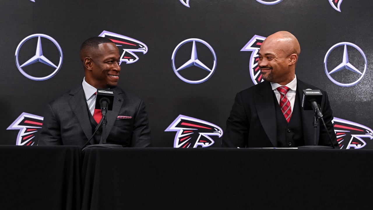 Raheem Morris and Terry Fontenot sit down at Morris' introduction press conference