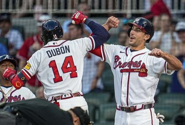 Mauricio Dubon celebrates after a home run