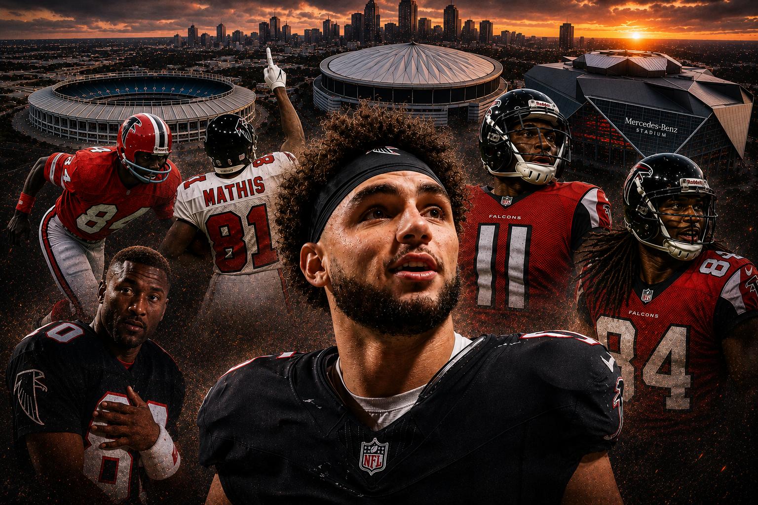 Drake London with all of the former notable Falcons wide receivers