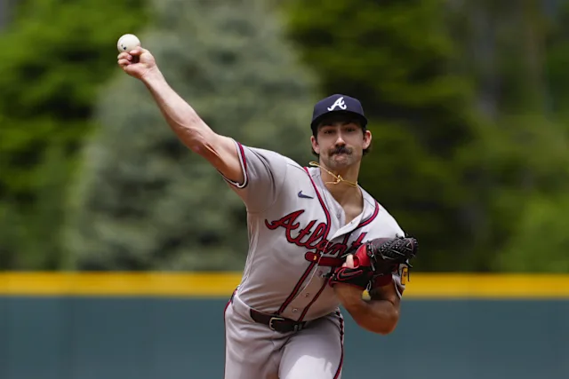Spencer Strider throwing a pitch in his first start in 2026