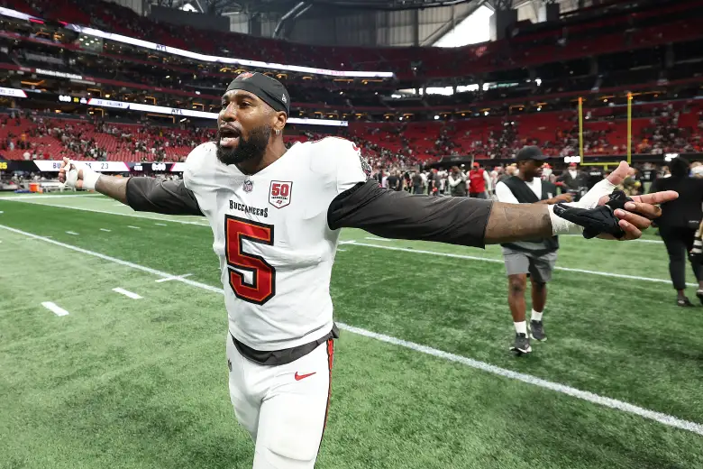 Haason Reddick celebrates after a win over the Falcons