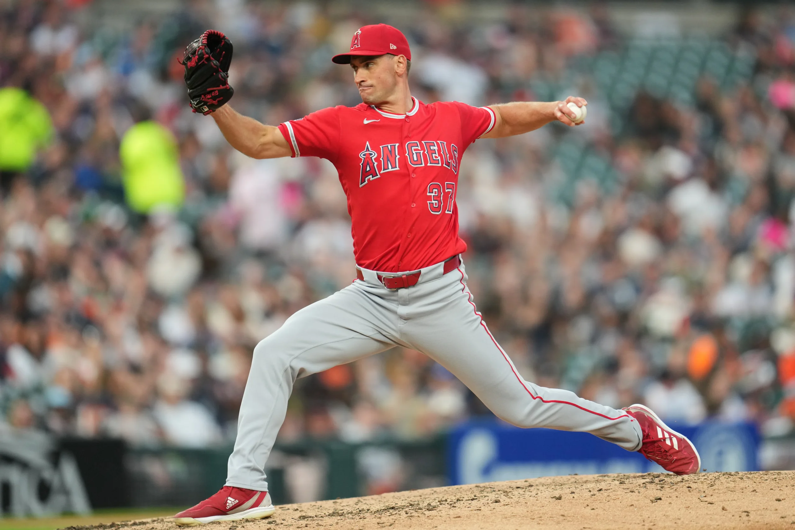 Brent Suter winding up a pitch for the Angels