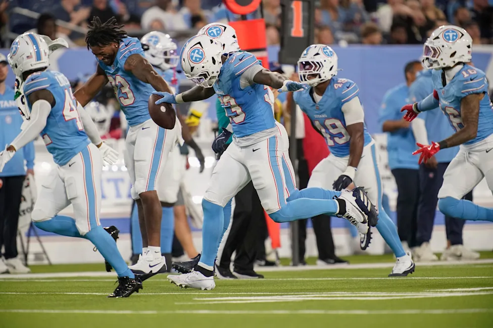 Titans celebrate during their 19-16 preseason win over the Seahawks