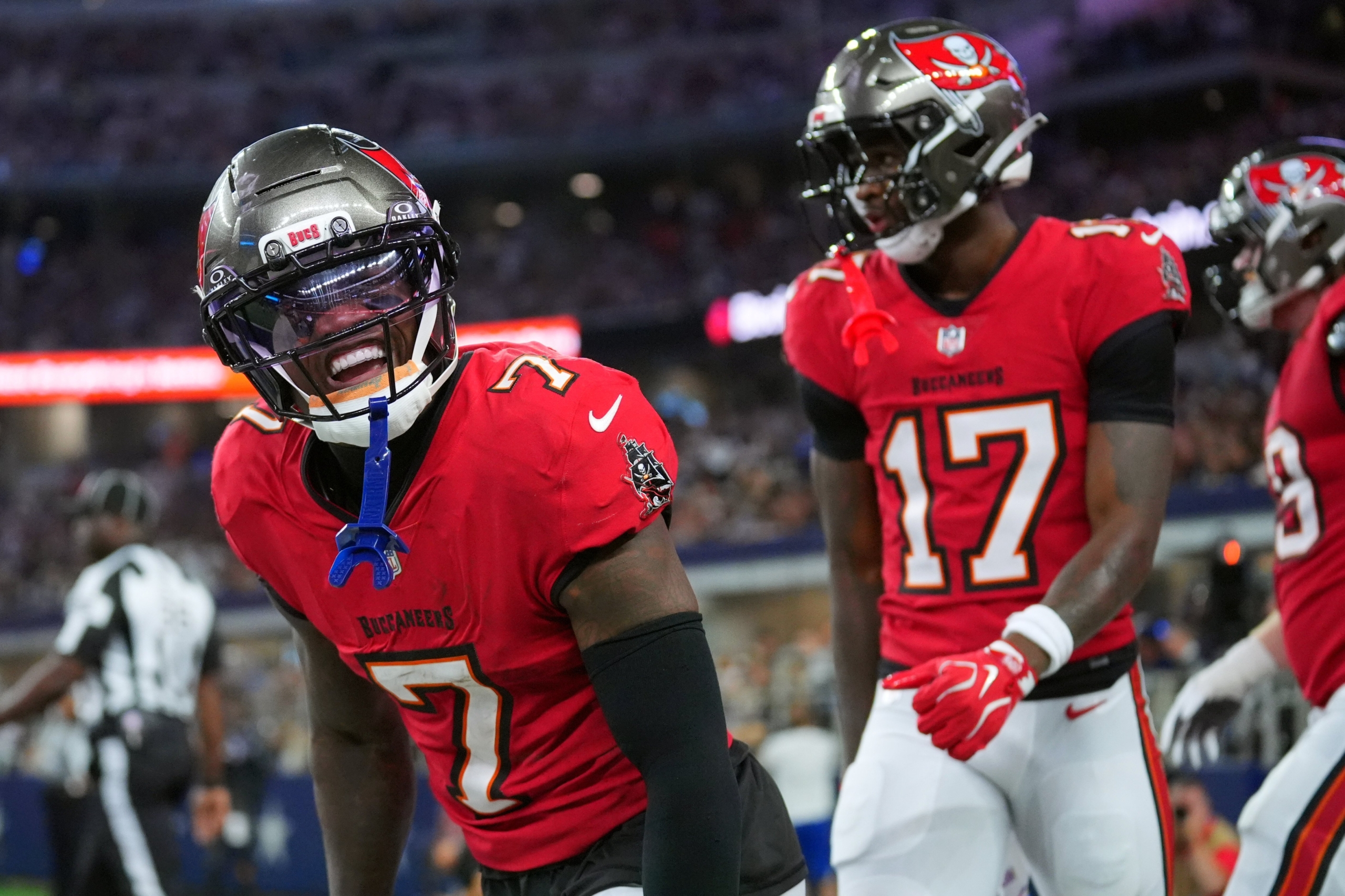Bucky Irvin celebrates after a touchdown